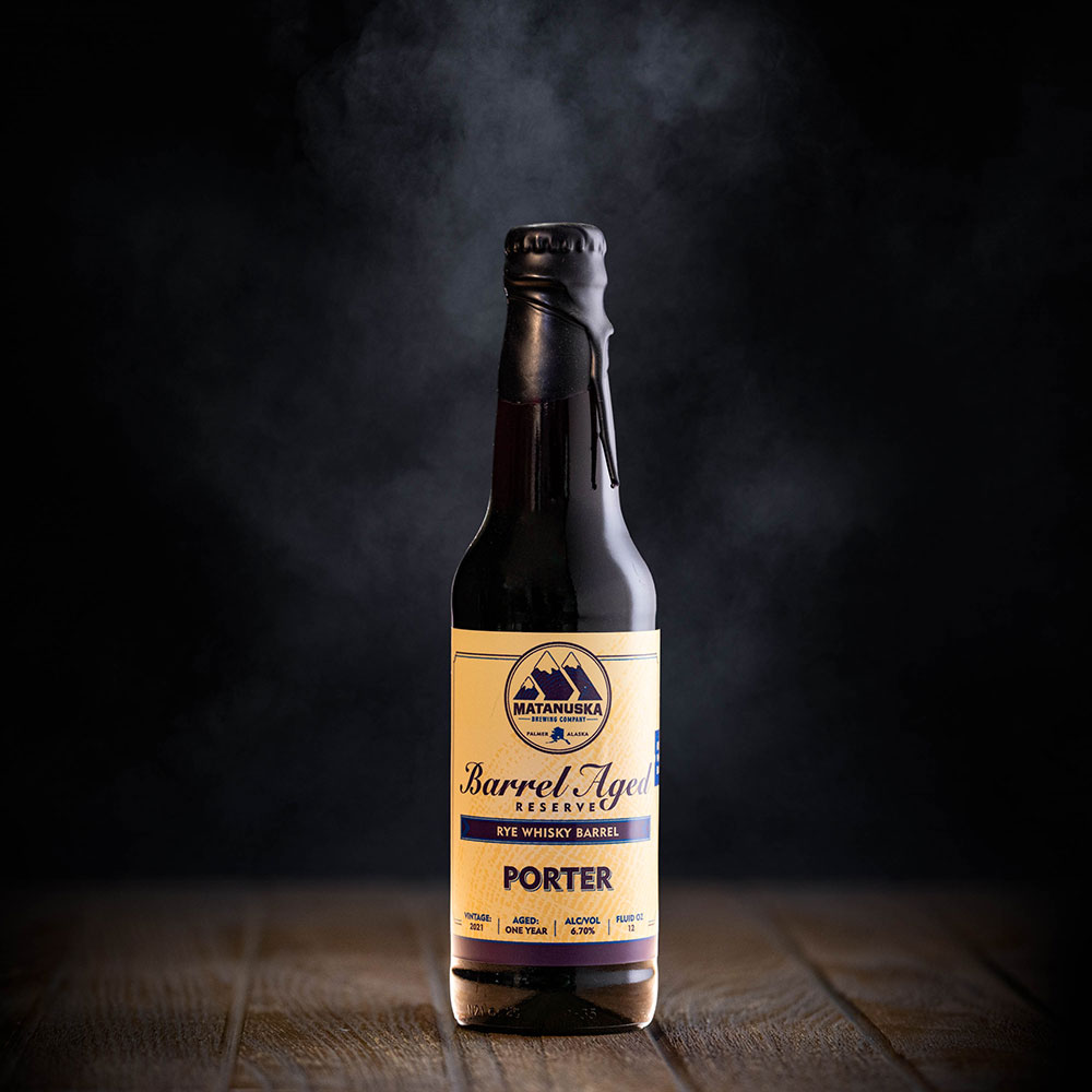 LIMITED RELEASE - 2021 RYE WHISKEY BARREL PORTER Matanuska Brewery, Palmer, Alaska, Bold, Wild, Beer