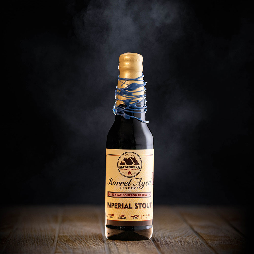LIMITED RELEASE - 2022 TEN YEAR BOURBON BARREL IMPERIAL STOUT Matanuska Brewery, Palmer, Alaska, Bold, Wild, Beer