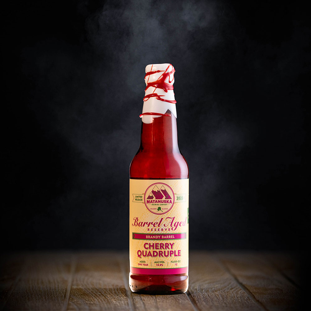 LIMITED RELEASE - 2023 BRANDY BARREL CHERRY QUADRUPLE Matanuska Brewery, Palmer, Alaska, Bold, Wild, Beer
