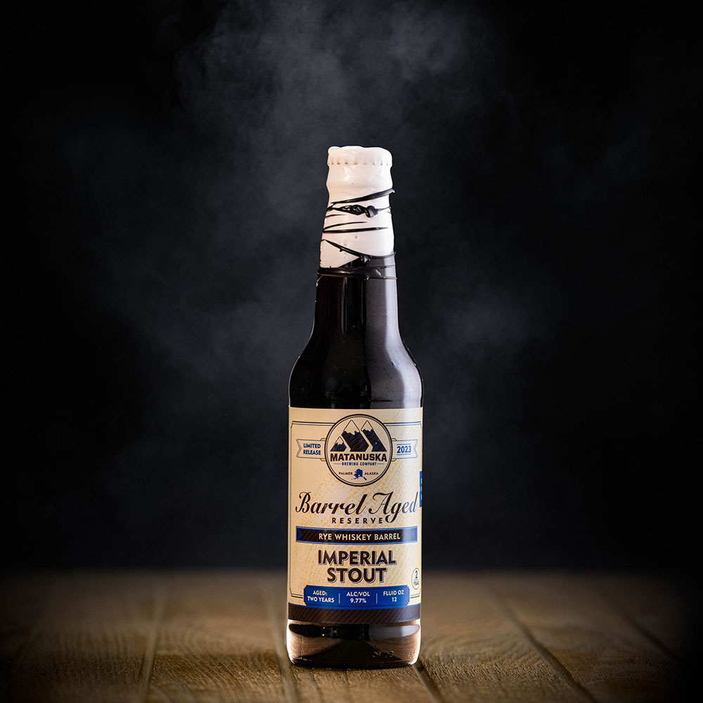 LIMITED RELEASE - 2023 WHISKEY BARREL IMPERIAL STOUT Matanuska Brewery, Palmer, Alaska, Bold, Wild, Beer