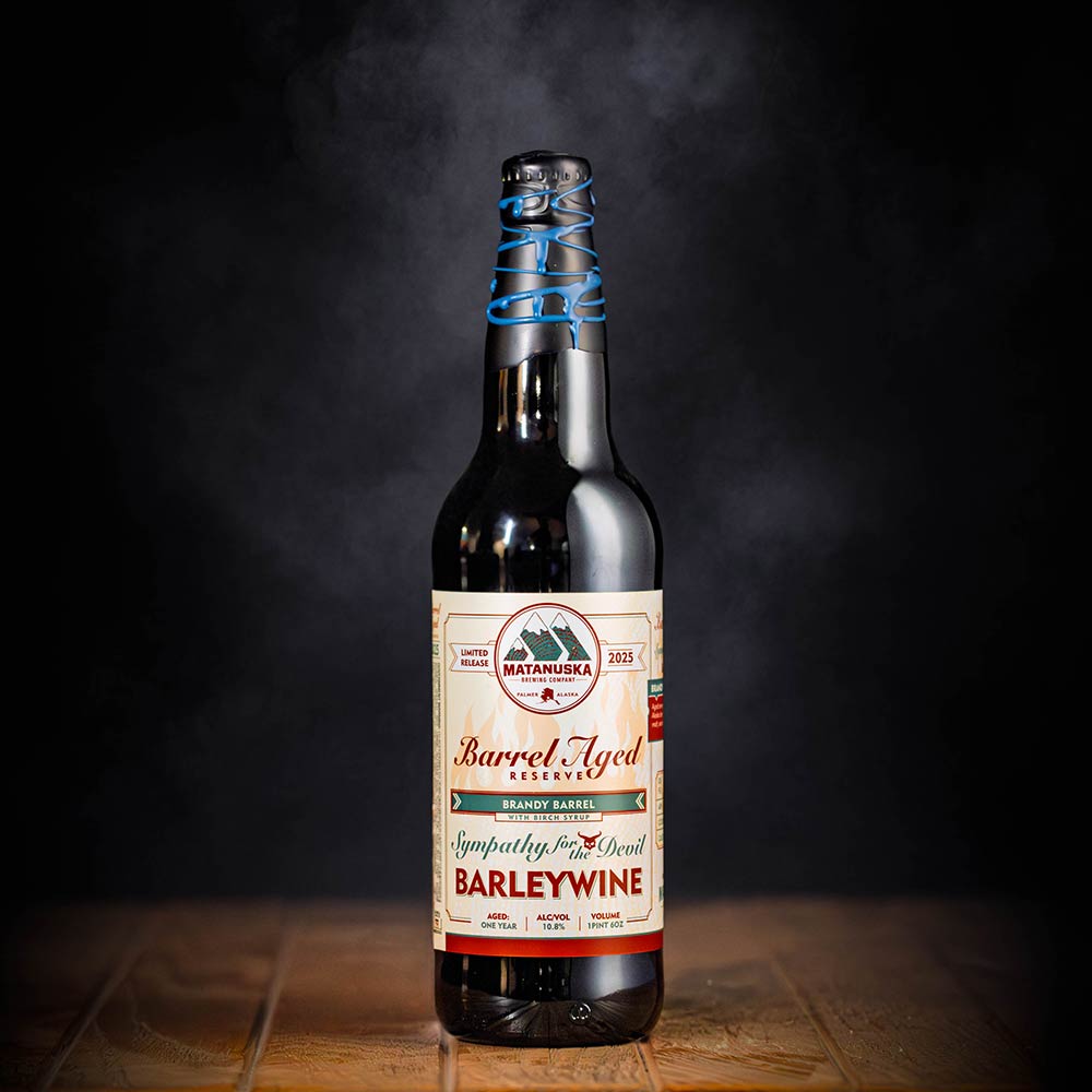 LIMITED RELEASE - 2025 BRANDY BARREL SYMPATHY FOR THE DEVIL BARLEYWINE Matanuska Brewery, Palmer, Alaska, Bold, Wild, Beer
