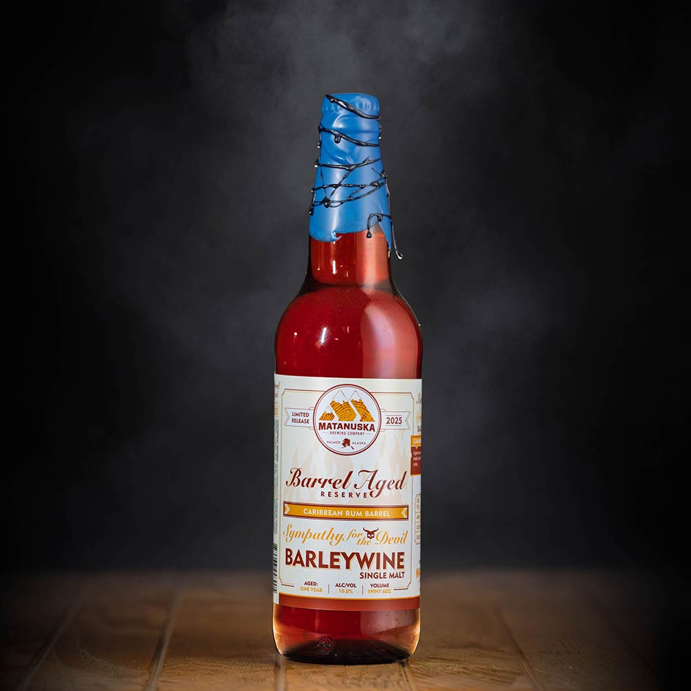 LIMITED RELEASE - 2025 CARIBBEAN RUM BARREL SINGLE MALT SYMPATHY FOR THE DEVIL BARLEYWINE Matanuska Brewery, Palmer, Alaska, Bold, Wild, Beer